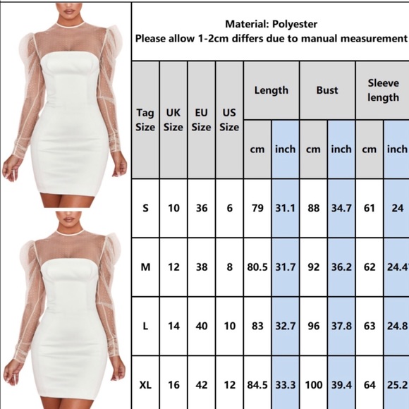 New White Mesh Candy Girl Mini Puff Sleeve Dress - Picture 5 of 5